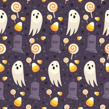 Halloween seamless pattern on purple background. halloween pattern background Stock Illustration