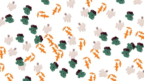 Halloween Seamless Pattern with Red Skulls Burning Candles and Paper Scrolls Stock Footage 345539364
