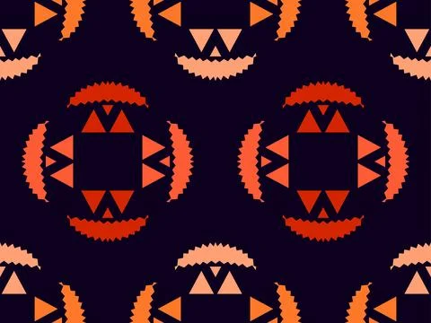 Halloween seamless pattern with scary faces. Halloween carved pumpkin face... Illustrazione stock