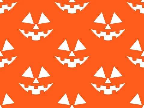 Halloween seamless pattern with scary faces. Halloween carved pumpkin face... Stock-Illustration