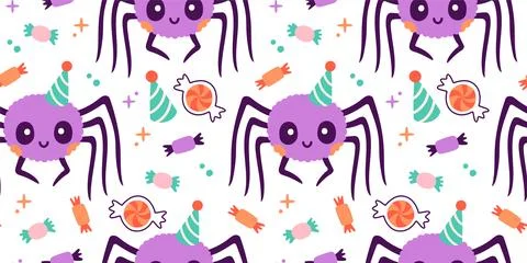 Halloween seamless pattern. Seamless pattern with cute halloween elements Stock Illustration