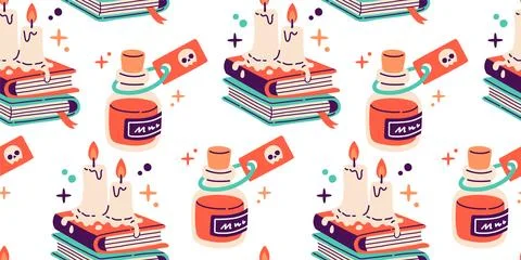 Halloween seamless pattern. Seamless pattern with cute halloween elements Stock Illustration