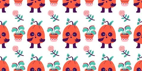 Halloween seamless pattern. Seamless pattern with cute halloween elements Stock Illustration