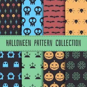 Halloween Seamless Pattern Set Illustrazione stock