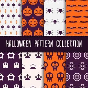 Halloween Seamless Pattern Set Illustrazione stock