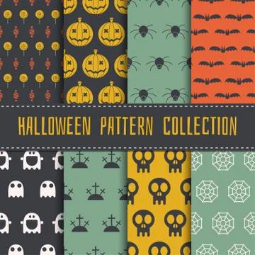 Halloween Seamless Pattern Set Stock Illustration