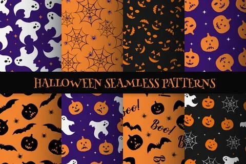 Halloween seamless pattern set. Vector background for fabric, clothes, scra.. イラスト素材