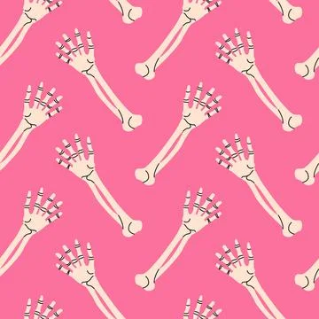 Halloween seamless pattern with skeleton hands. Illustrazione stock