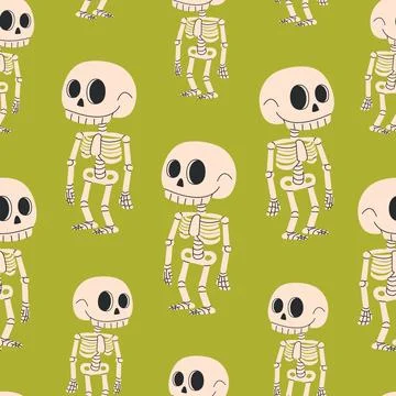 Halloween seamless pattern with skeletons. Stock Illustration