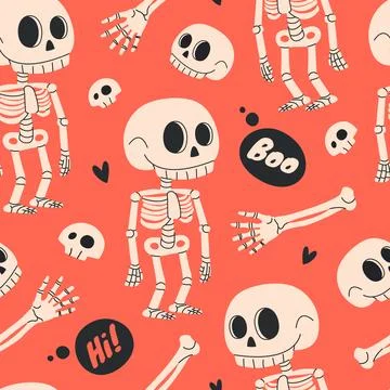Halloween seamless pattern with skeletons. Stock Illustration