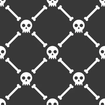 Halloween seamless pattern skull and bone, flat design with cliping mask Illustrazione stock
