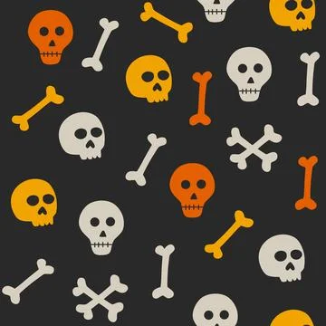 Halloween seamless pattern with skull and bones. Stock Illustration
