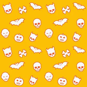 Halloween seamless pattern with skulls, bats, pumpkins, vampires Stockillustratie