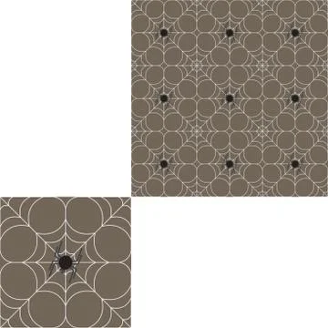 Halloween seamless pattern with spider net and spider in center on the dark g Stock Illustration