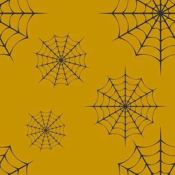 Halloween seamless pattern with spider web. Vector illustration in black Illustrazione stock