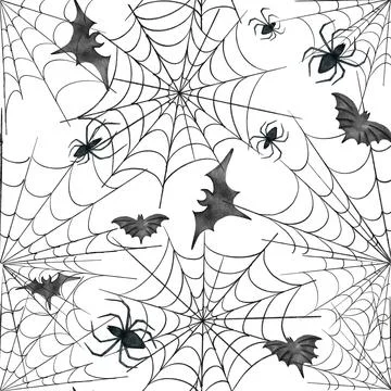 Halloween seamless pattern. spider web. watercolor background Stock Illustration