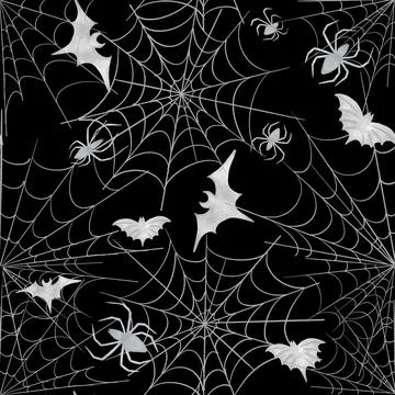 Halloween seamless pattern. spider web. watercolor background Stock Illustration
