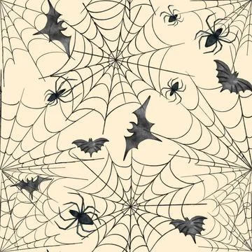 Halloween seamless pattern. spider web. watercolor background halloween se... Foto stock