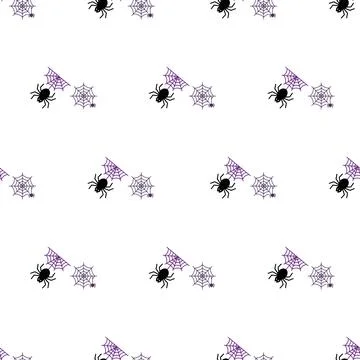 Halloween Seamless Pattern with Spiders and Webs. Stock Illustration