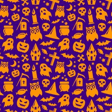Halloween seamless pattern. Vector background Stock Illustration