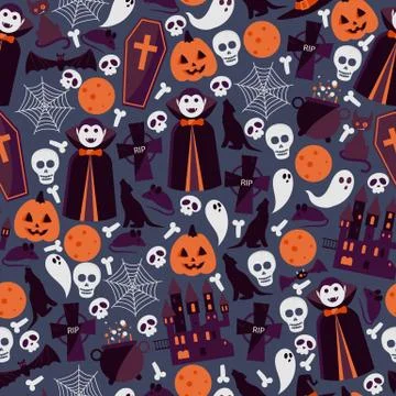 Halloween seamless pattern, vector illustration. Wrapping paper print design イラスト素材