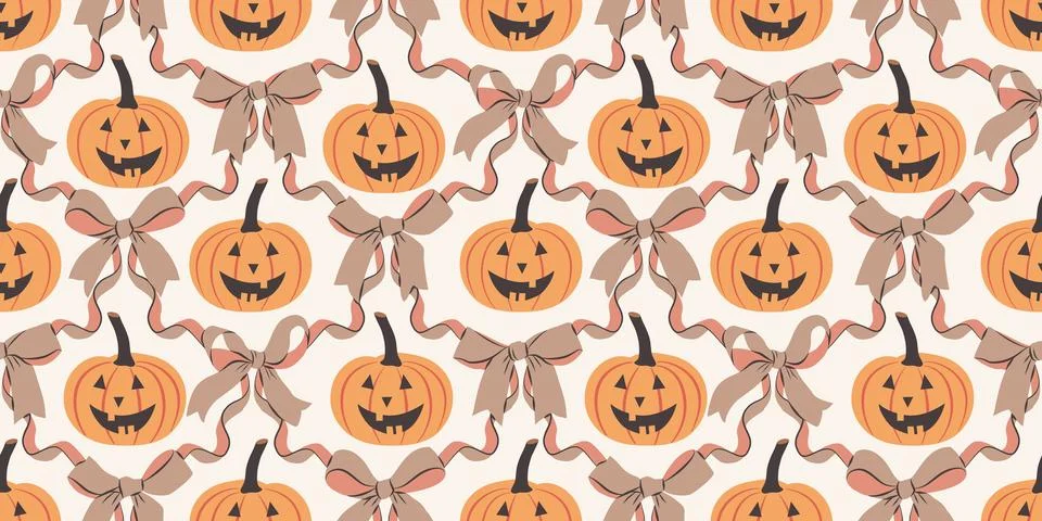 Halloween seamless pattern. Vector illustration of Halloween party. Cute pu.. Stock Illustration