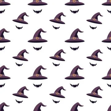 Halloween seamless pattern with witch hats Stock Illustration