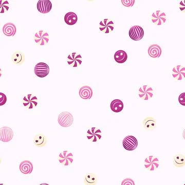 Halloween seamless patterns set. Seamless pattern of lollipops on a pink back Stock Illustration