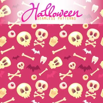 Halloween seamless patterns. Vector halloween background. Flat style. Stock Illustration