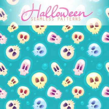 Halloween seamless patterns. Vector halloween background. Flat style. Illustrazione stock