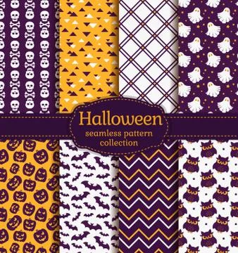 Halloween seamless patterns. Vector set. Stock Illustration