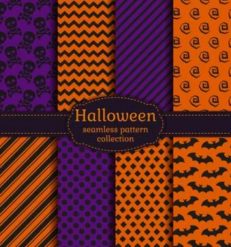 Halloween seamless patterns. Vector set. Stockillustratie