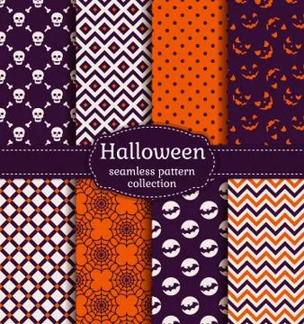 Halloween seamless patterns. Vector set. 스톡 일러스트