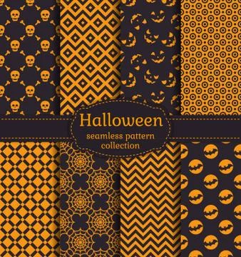 Halloween seamless patterns. Vector set. 스톡 일러스트