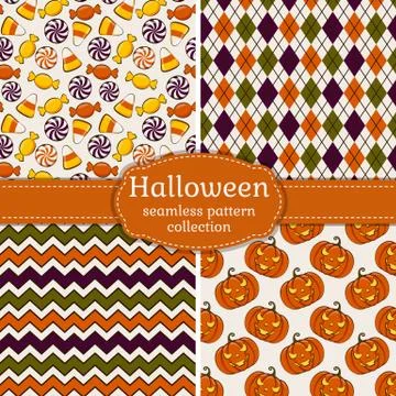 Halloween seamless patterns. Vector set. Stock Illustration