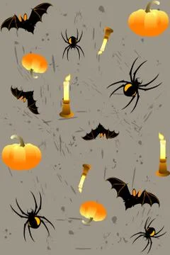 Halloween seamless texture on the grey background Stock Illustration
