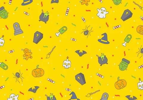 Halloween seamless vector pattern, horror elements, halloween poster with ghosts Illustrazione stock