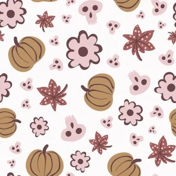 Halloween seamless vector pattern in light colors Stock Illustration