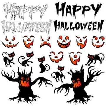 Halloween set for design postcards Illustrazione stock