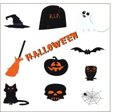 Halloween set of elements, objects, icons Stock Illustration