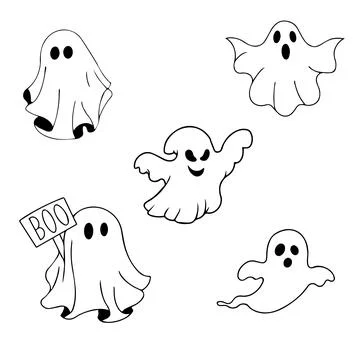 Halloween set. Ghosts set. Vector illustration Stock Illustration