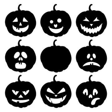 Halloween set of isolated pumpkins. Vector illustration Stock Illustration