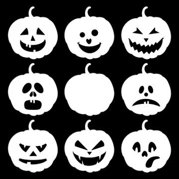 Halloween set of isolated pumpkins. Vector illustration Stock Illustration