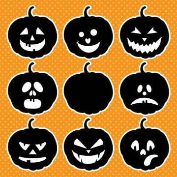 Halloween set of isolated pumpkins. Vector illustration Stock Illustration
