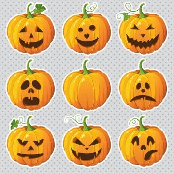 Halloween set of isolated pumpkins. Vector illustration Stock Illustration