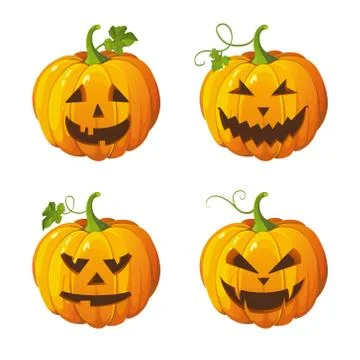 Halloween set of isolated pumpkins. Vector illustration Stock Illustration