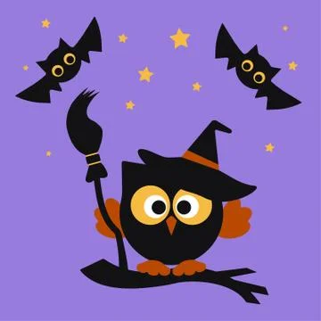 Halloween set with owl Stock Illustration