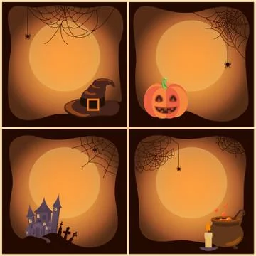 Halloween Set of Posters on Vector Illustration 스톡 일러스트