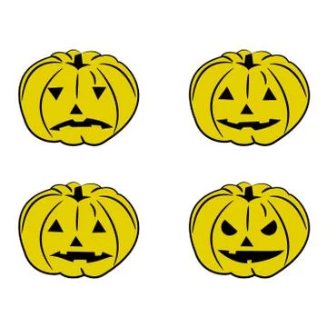 Halloween set with pumpkins Stock Illustration