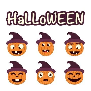 Halloween set with pumpkins. Vector Illustrazione stock